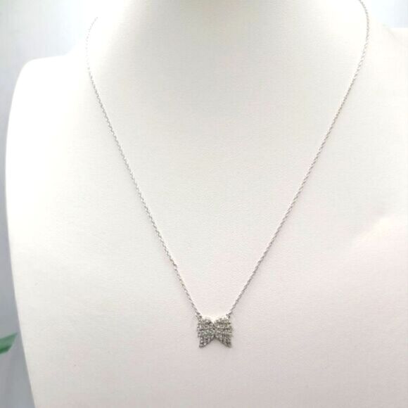 Touchstone Crystal Swarovski Angel wings necklace,  rhodium plated - Picture 5 of 5